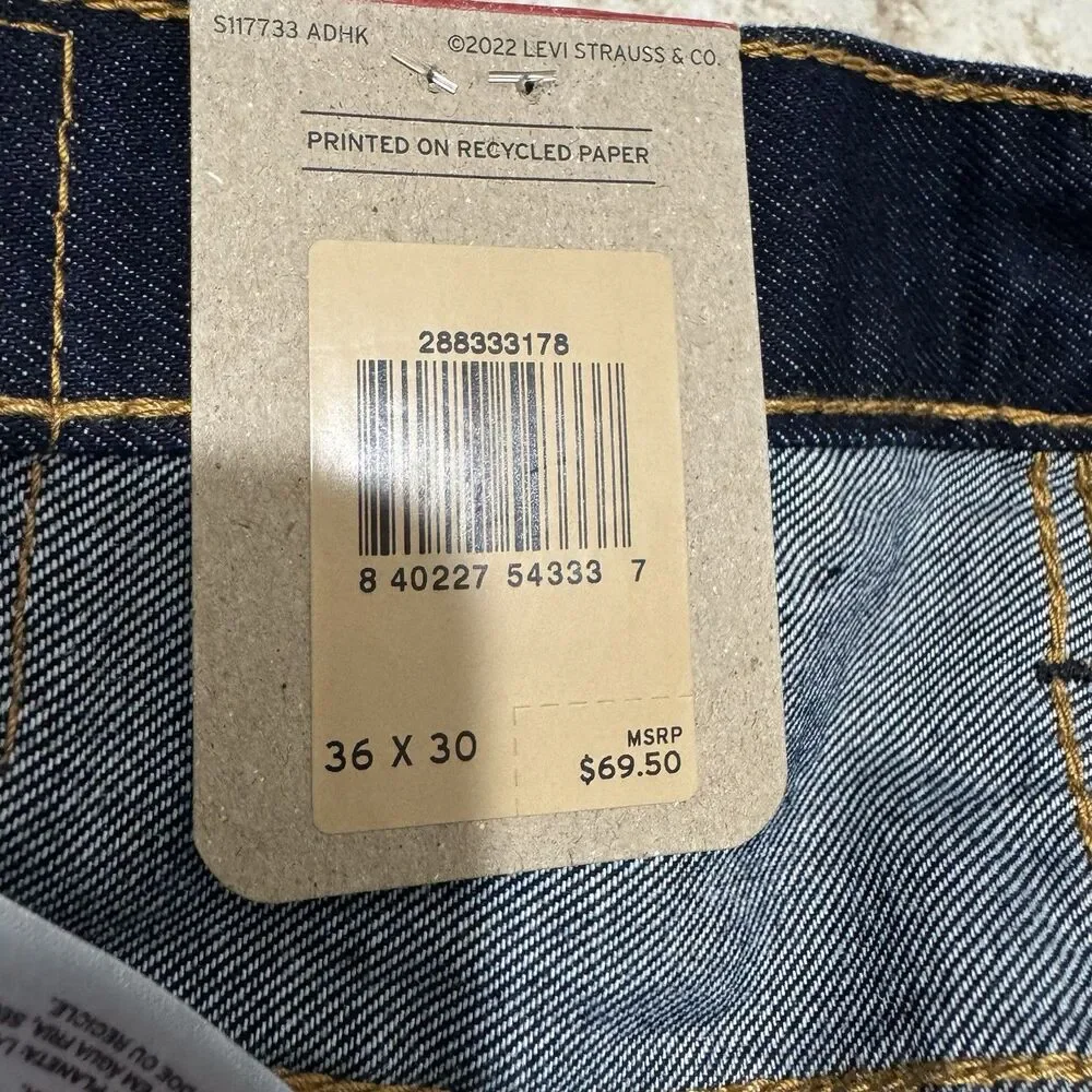 NWT Levis 512 Men's 36X30 Slim Taper Fit Stretch Blue Denim‎ Jeans New